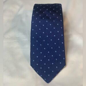 Massimo Dutti Mens Luxury 100% Silk Navy Polka Dot Tie Made In Italy